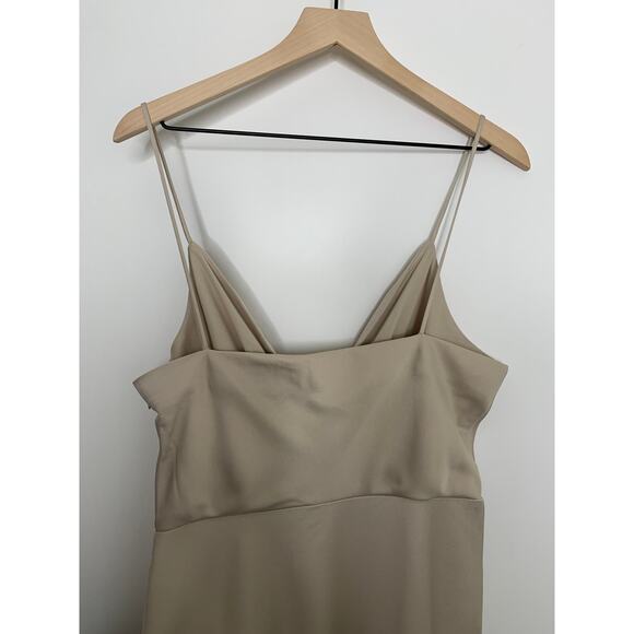 BHLDN Freya Satin Charmeuse Dress in Oyster Neutral Nude Womens US14 New - Picture 7 of 14